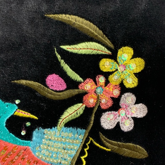 Y2K BCBGMAXAZRIA floral embroidered velour zip - Picture 6 of 9